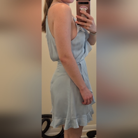 Dynamite A line Baby Blue Mini Dress with Frills - Picture 3 of 3